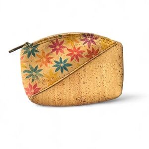 Colorful Floral Print Cork Coin Purse